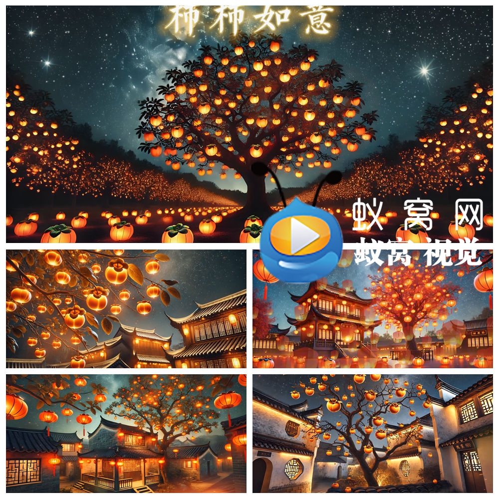 S6189《柿柿如意》少儿舞蹈春晚喜庆晚会舞蹈LED大屏背景视频素材