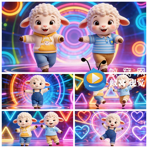 S8020可爱卡通动感 小羊  卡通小羊 可爱小羊LED大屏背景视频素材