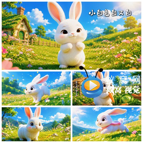 S7746《小白兔白又白》可爱卡通兔子儿歌歌曲MV LED背景视频素材