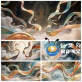 飞天长绸技 霓裳羽衣舞 敦煌 S6490 长袖 舞大屏背景视频素材