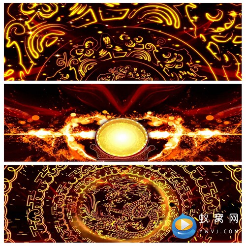 S4441舞狮表演  宽屏 晚会 LED节目大屏舞美背景视频素材