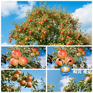 丰收节 S6840 舞蹈 姑娘 舞美节目演出背景视频素材 摘苹果