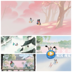 S6697 越剧 梁祝《化蝶》原唱戏曲唯美蝴蝶国 歌曲MV背景视频素材