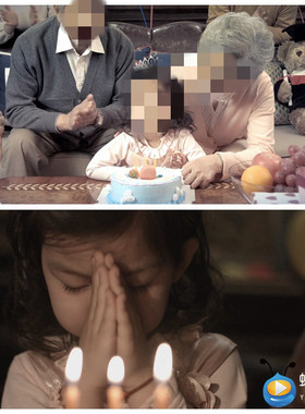 S1316 实拍 小女孩过 许愿 生日 吹蜡烛 视频素材