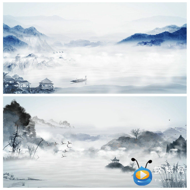 S3407 阳关三叠 古琴古筝演奏 中式汉服旗袍秀 舞美背景视频素
