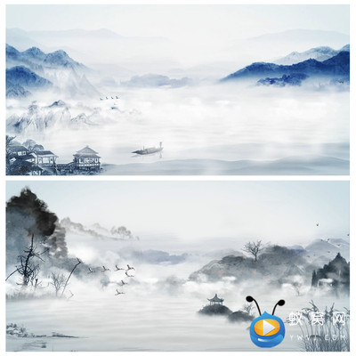 S3407 阳关三叠 古琴古筝演奏 中式汉服旗袍秀 舞美背景视频素