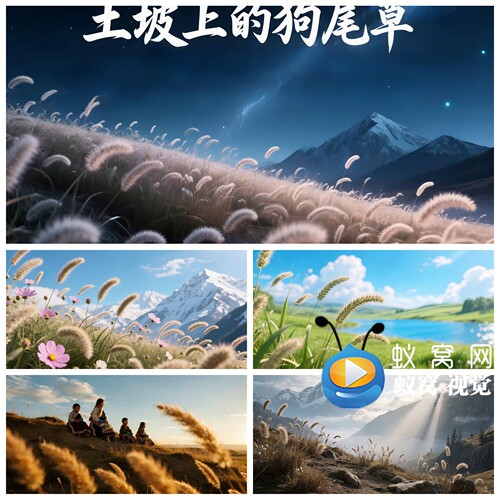 S6924《土坡上的狗尾巴草》伴奏 藏族歌曲MV 唯美背景视频素材