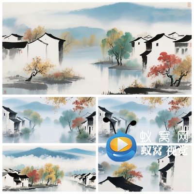 S6642《烟雨江南》水乡 古典 古风 芭蕾女子群舞大屏背景视频素材