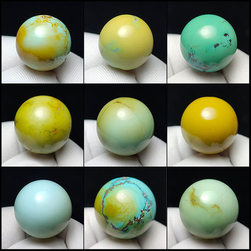 绿松石单颗圆珠高瓷天然原矿