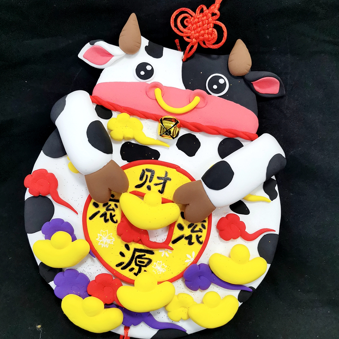 【招财小奶牛】超轻粘土白胚创意手工招财猫材料包卡通大号小号