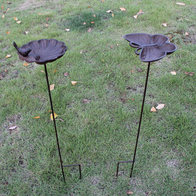 复古田园别墅庭院铸铁铁艺喂鸟器鸟食盆花园草地装饰品摆件花插