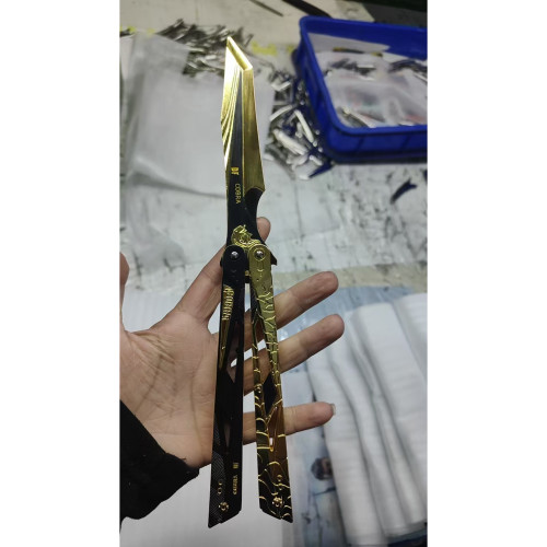 三角洲行动周边 影锋蝴蝶刀大号金属刀模型合金甩刀练习道具28cm