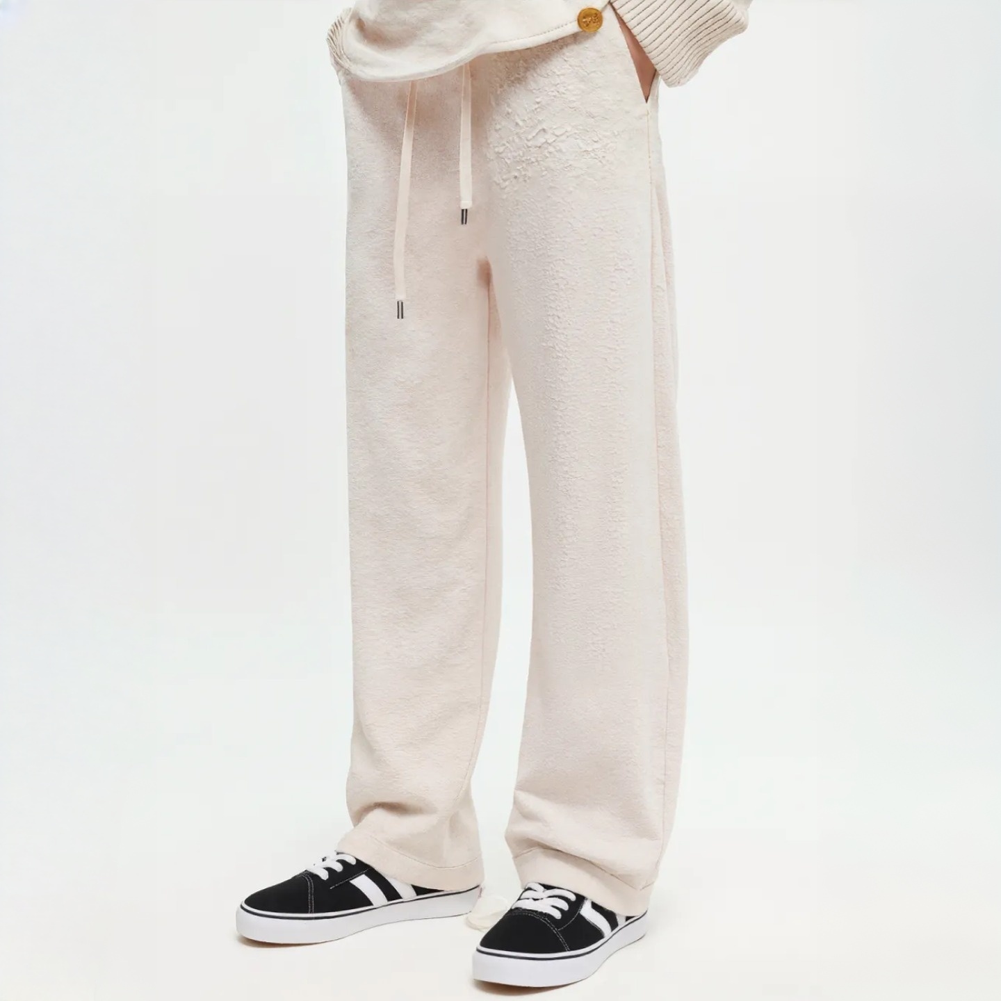 【奢定SHX】2025冬新品百搭弯刀裤宽松休闲绵羊毛山羊绒高腰卫裤