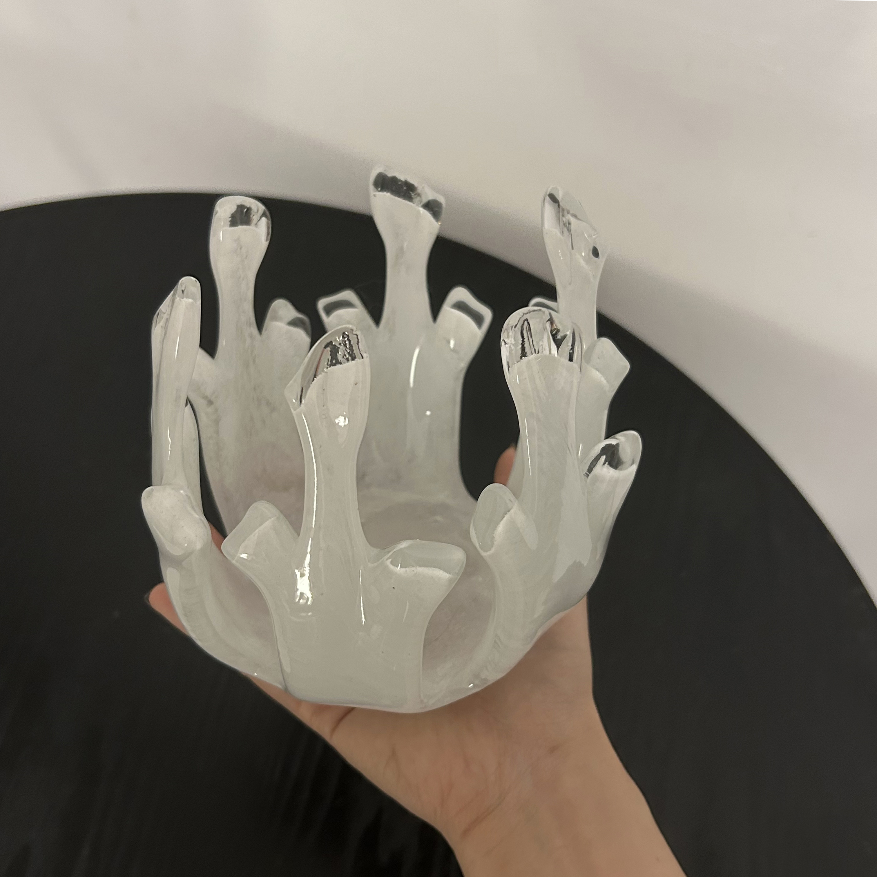 「孤品」一枚橙 样板间售楼部摆件床头柜茶几压书玻璃手工饰品