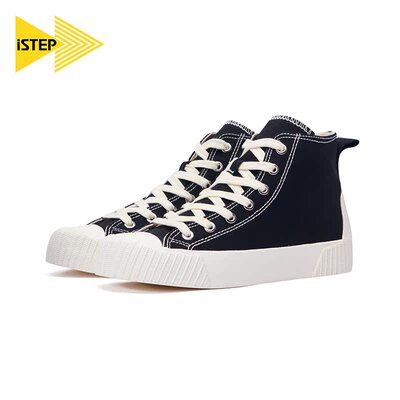 istep纯色校园高帮帆布鞋