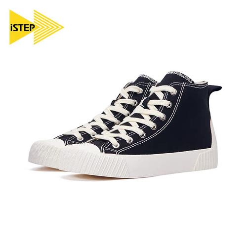 istep纯色校园高帮帆布鞋