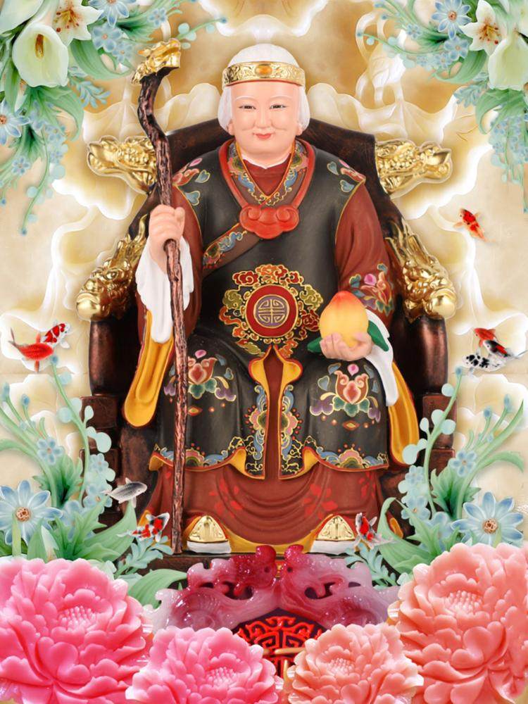 大小款黑老太太黑妈妈神像画像挂像卷轴挂画自粘贴画可带实木相框