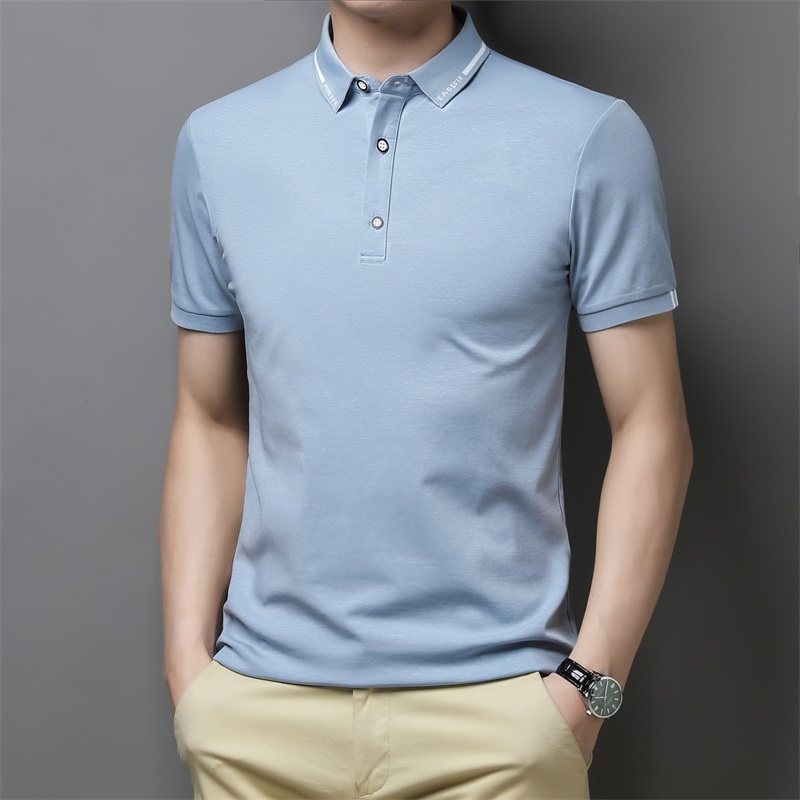 夏季男士短袖t恤高端商务休闲体恤冰丝有领上衣服半袖翻领polo衫