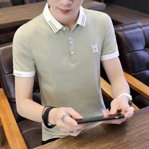 短袖纯棉青年男士带领POLO衫