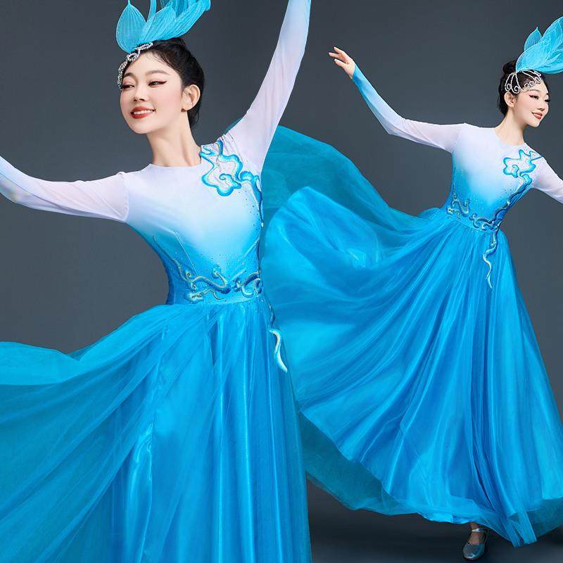 2025新款晚会年会大气开场舞大摆裙演出服女绽放歌伴舞蹈表演服装,女装/女士精品,民族服装/舞台装,淘宝优惠券,粉丝福利购,淘宝优惠卷