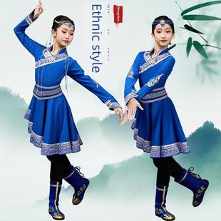 新款儿童蒙古舞蹈演出服男女童少数民族表演服白马剧目蒙古族舞蹈