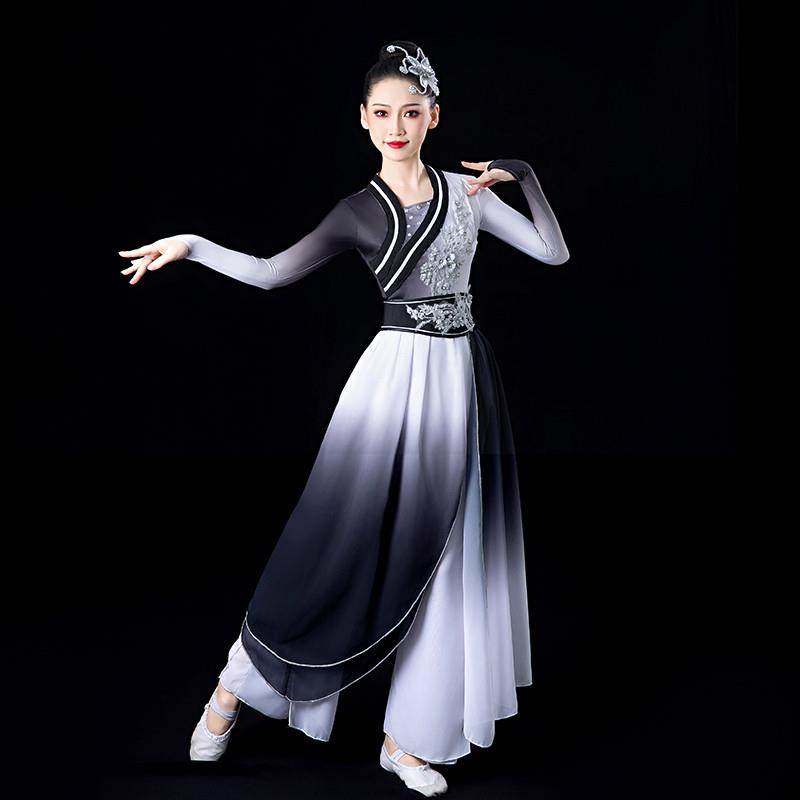 水墨古典舞蹈演出服女飘逸中国风现代扇子舞秧歌伞舞表演服装艺考,女装/女士精品,民族服装/舞台装,淘宝优惠券,粉丝福利购,淘宝优惠卷