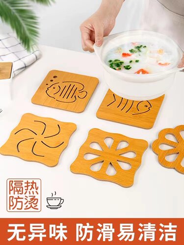 10个装木质隔热垫餐垫杯垫锅
