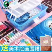 画笔水 工具箱水粉画 初学者马利水粉颜料套装 24色36色12ml铝管装