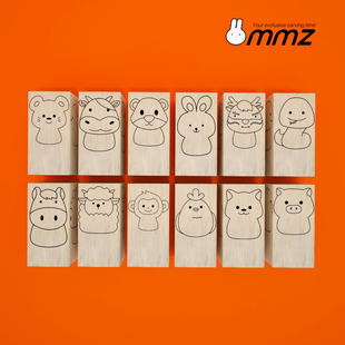 手工DIY卡通小木雕材料包套装解压治愈玩具12生肖情侣款中低难度