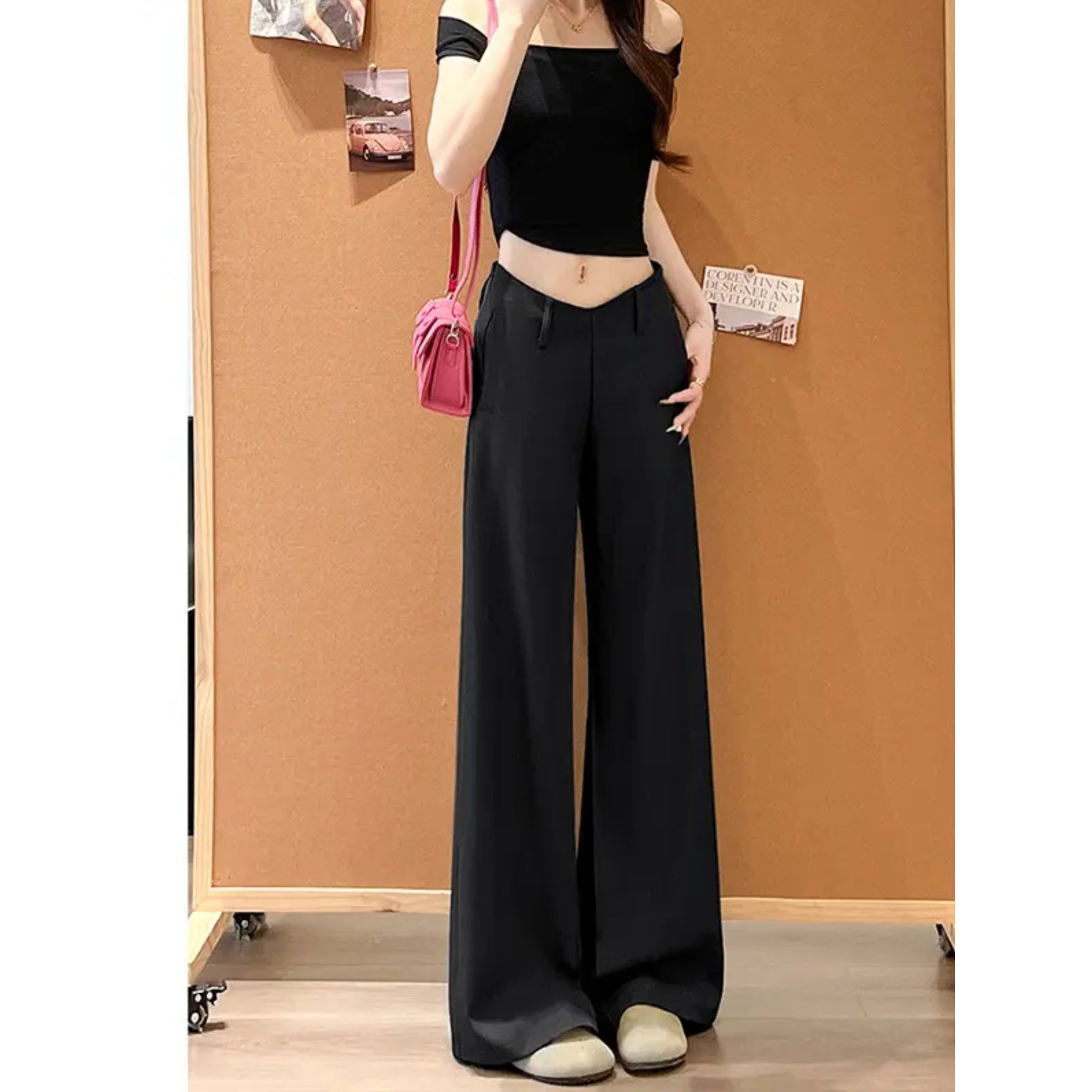 黑色微喇西装裤女春秋2026新款小个子修身低腰阔腿休闲显瘦喇叭裤