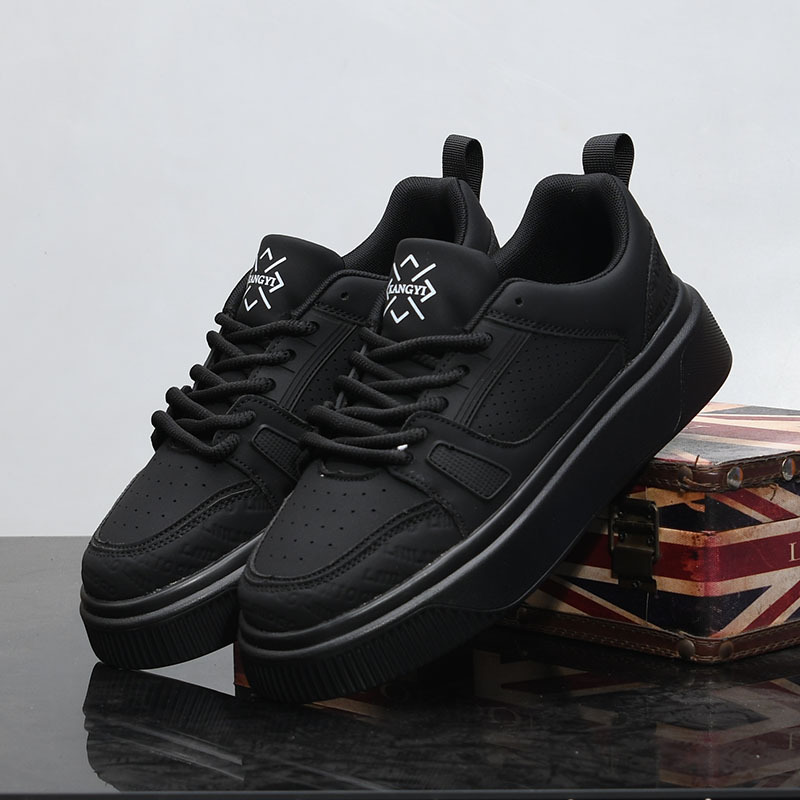 休闲运动男士厚底真皮小白鞋春夏新款透气松糕潮男鞋休闲板鞋内增