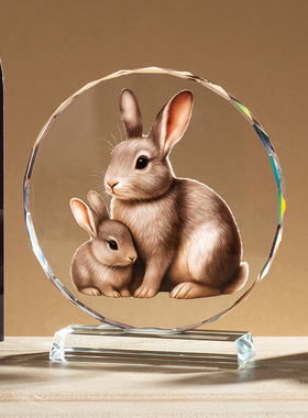 小兔子水晶摆件家居装饰品