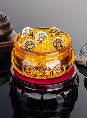 聚宝盆招财聚财办公摆件黄色镇宅