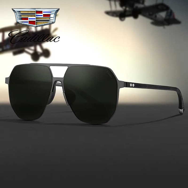 凯迪拉克品牌高清偏光太阳镜男飞行员墨镜开车专用一体式驾驶防晒
