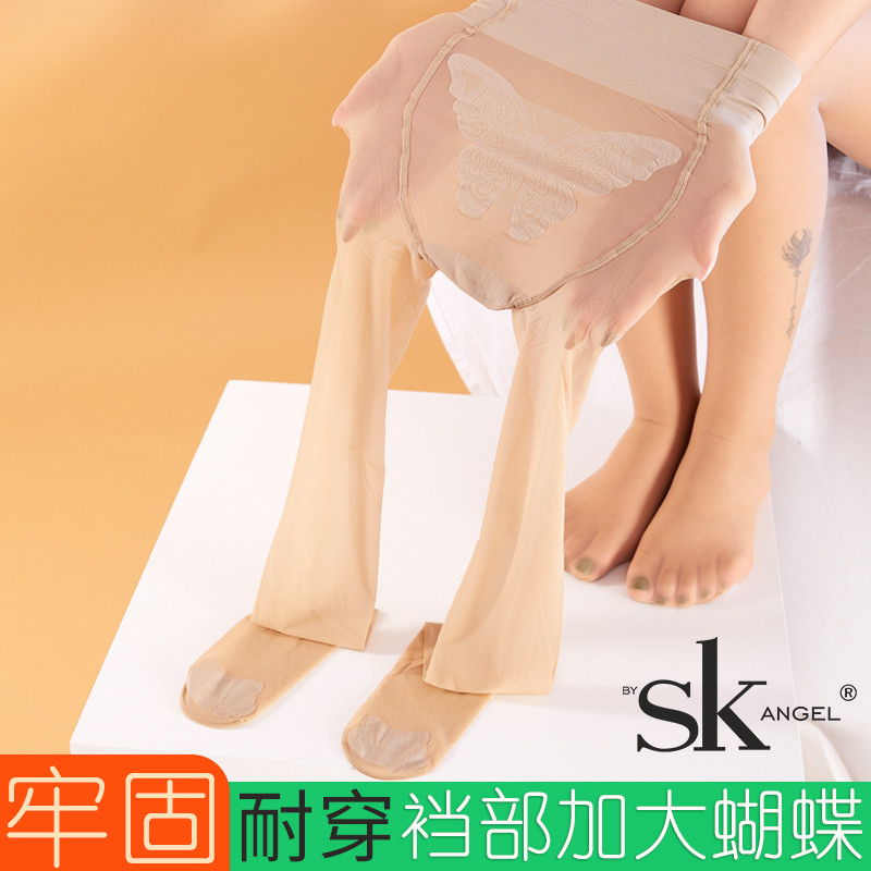 钢丝面膜袜SK薄透6D牢固耐穿加大脚底防滑性感比基尼蝴蝶裆连裤袜-封面