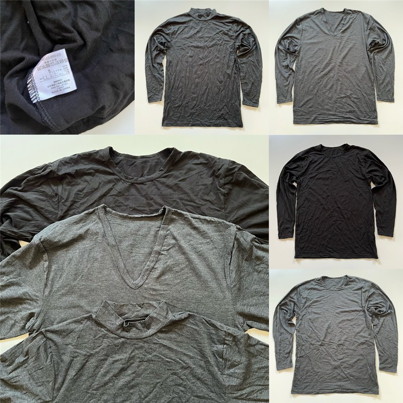 外贸圆领男男薄款秋衣白色打底