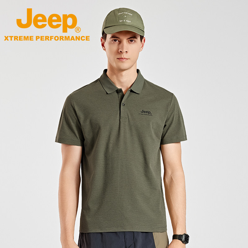 【蝴蝶纺】Jeep官方速干POLO衫男户外吸汗网眼透气弹力短袖T恤夏