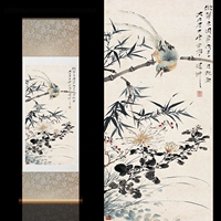 秋園鳴禽唐云絲畫卷軸畫宣紙畫復(fù)古畫中式掛畫客廳玄關(guān)掛畫可定制