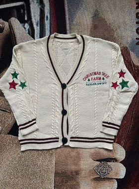 TTPD霉霉同款 folklore 泰勒 针织星星开衫毛衣taylor swift 现货