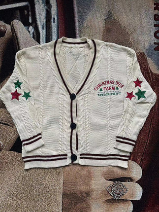 TTPD霉霉同款 folklore 泰勒 针织星星开衫毛衣taylor swift 现货