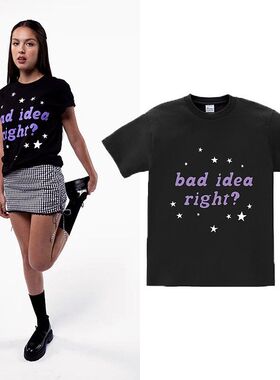 Olivia Rodrigo GUTS bad idea right 夏季圆领短袖T恤宽松男女