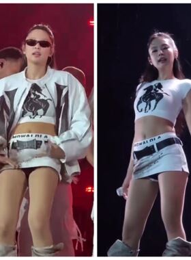 金智妮jennie同款演唱会短款短袖T恤半身夏季宽松圆领tee