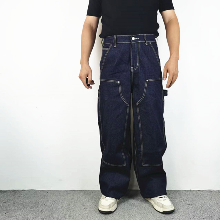 街潮廓形原浆丹宁原休闲男牛仔裤