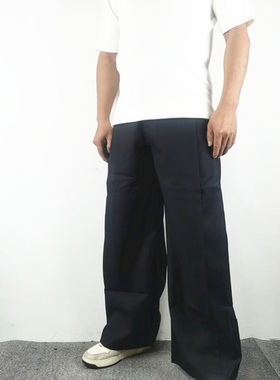 国潮复古简约基础垂直速干高级感阔腿西裤男女宽松休闲微喇长裤夏