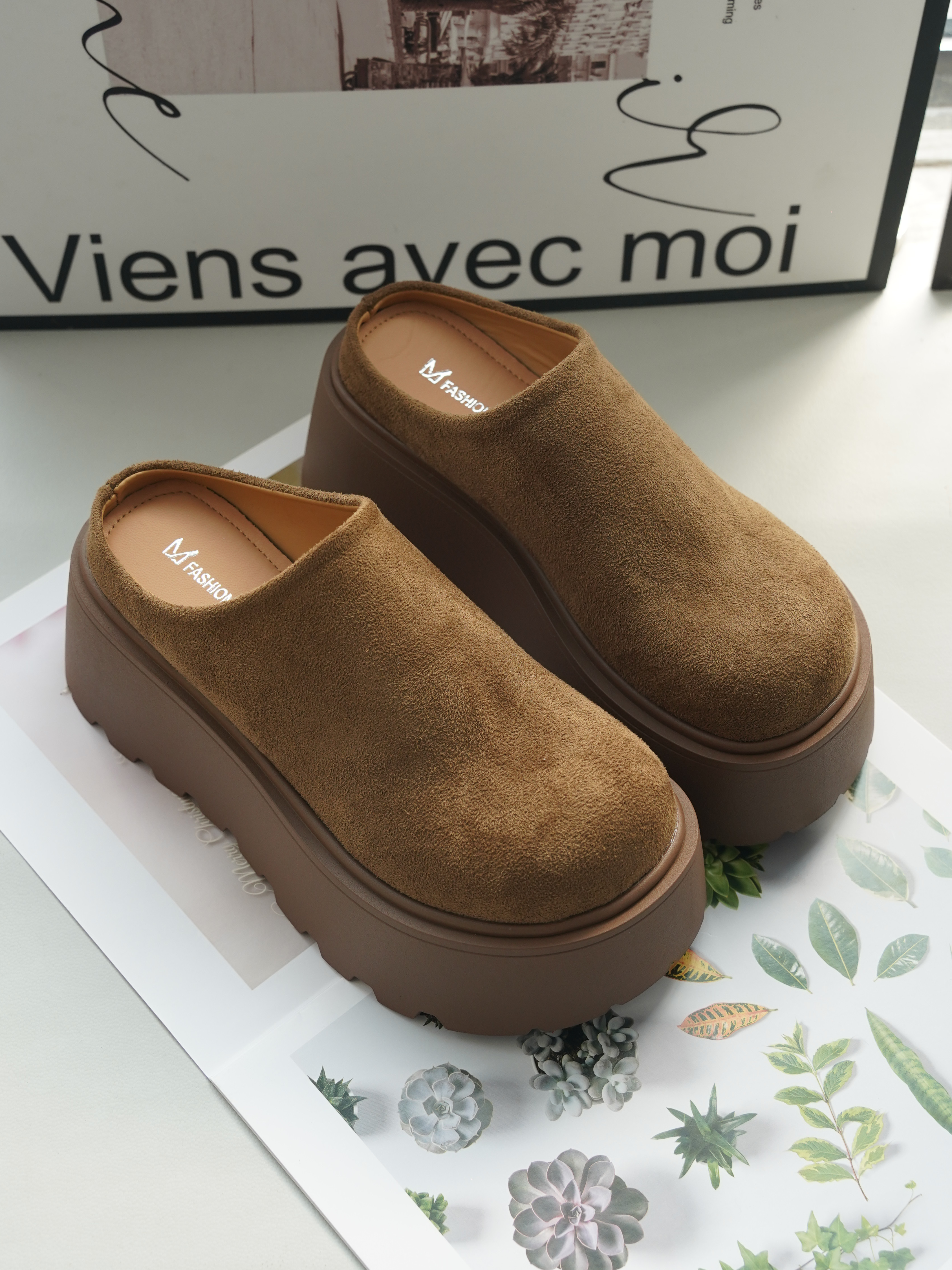 2026新款小个子勃肯鞋女外穿7cm增高百搭软底懒人一脚蹬包头鞋女