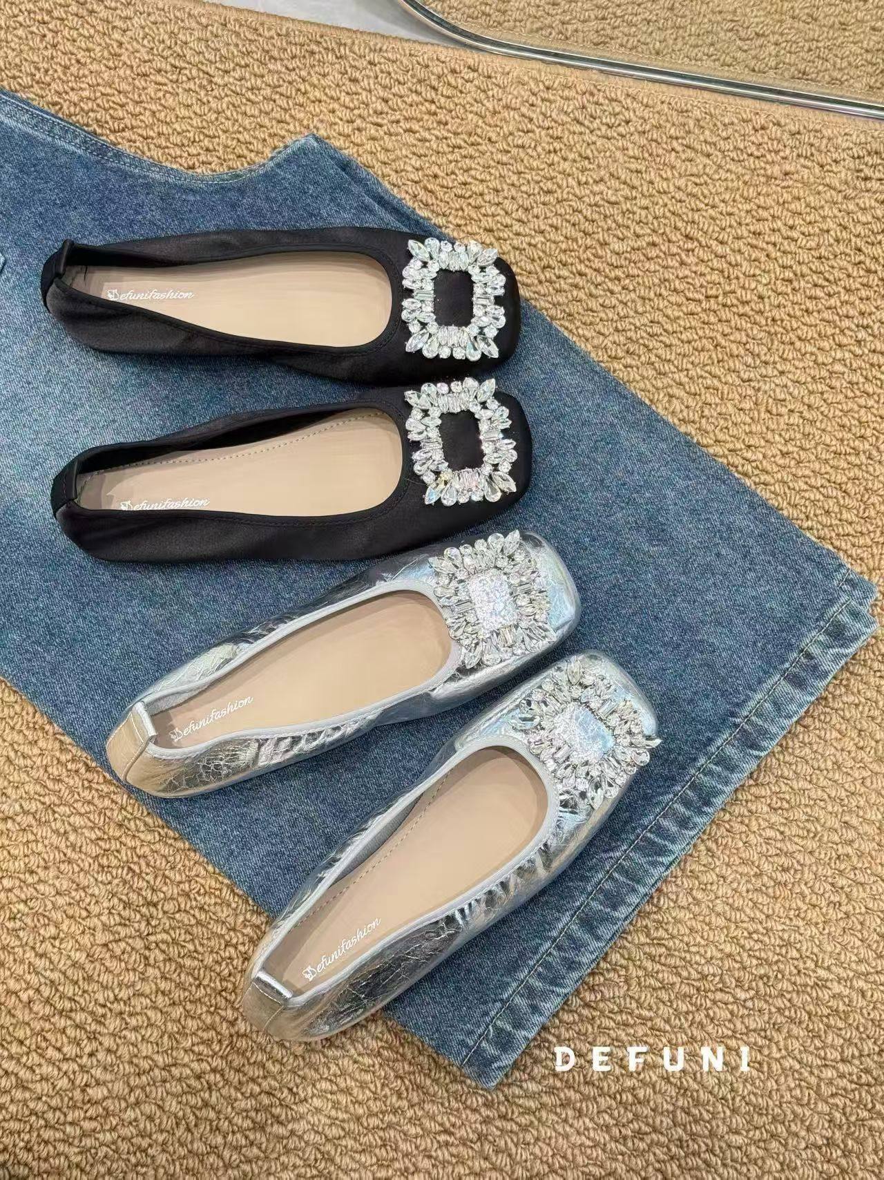 2026年春夏新款真皮平跟时尚亮片方扣女鞋软底水钻单鞋女豆豆鞋女,女鞋,乐福鞋（豆豆鞋）,淘宝优惠券,粉丝福利购,淘宝优惠卷