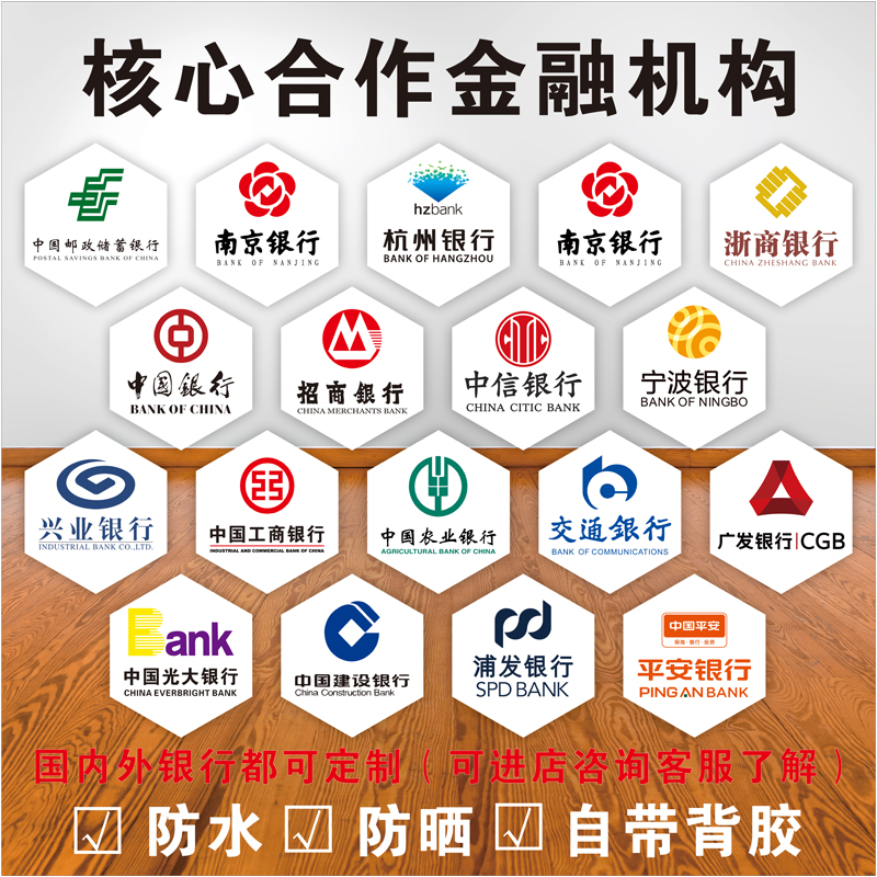 亚克力核心合作金融机构贷款背景墙贴工行建行农标志公司银行logo