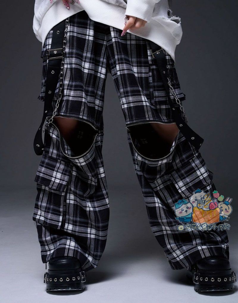 thumbnail for Free shipping and tax cute rabbit sauce Japan purchasing TRAVAS TOKYO subculture plaid 2way wide-leg pants