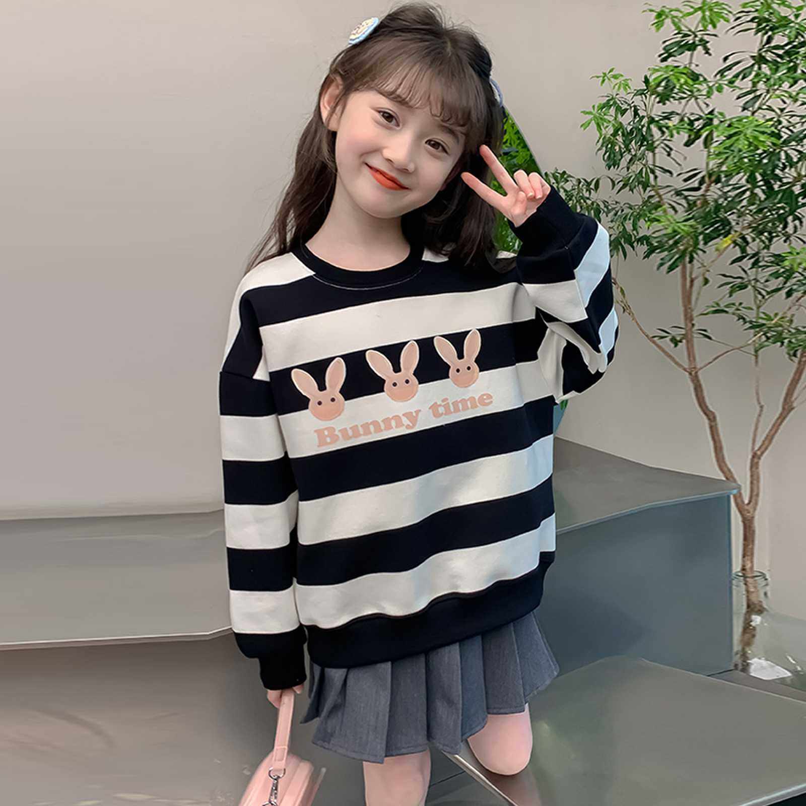 女童春秋新款卫衣春天中大童韩版打底可爱百搭时髦休闲上衣长袖