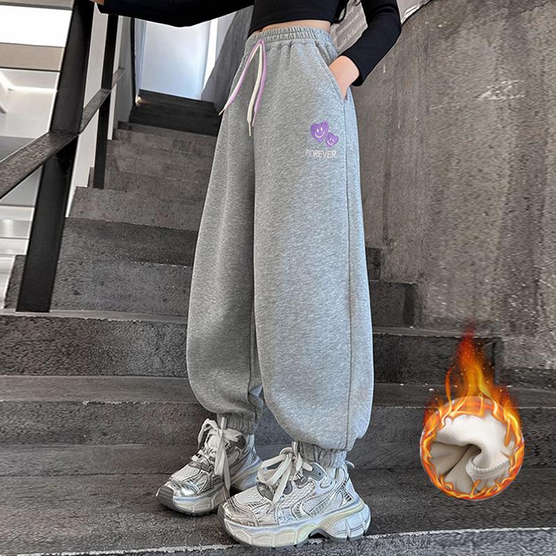 休闲加绒春秋冬纯棉宽松女童裤子